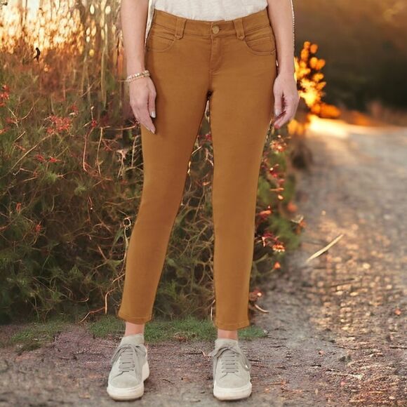 Democracy AB Solution Jeans 6 Tan Skinny Stretch Straight Ankle Length Raw Hem. - Picture 16 of 16